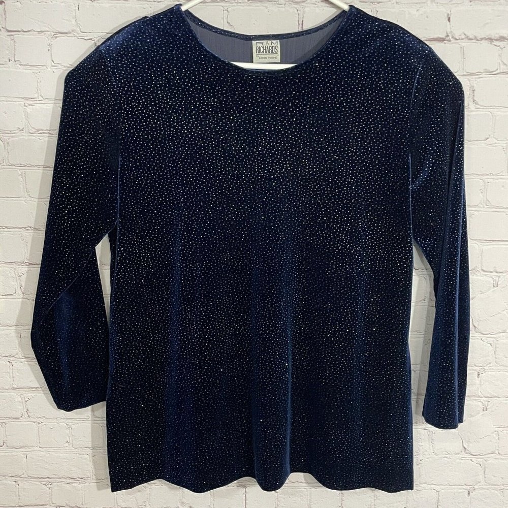 R & M Richards by Karen Kwong Vintage Plus Velvet Sparkle Stretch Blouse Top 18